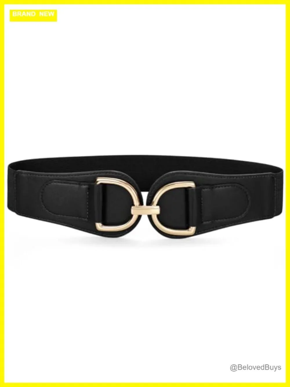 Vintage Women Stretchy Wide Belt Chunky Buckle Elastic Waist Belt